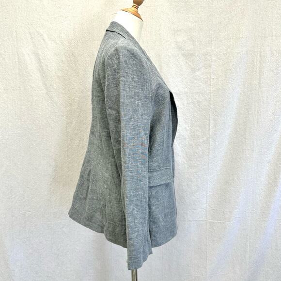 Lafayette 148 NY wool & linen black and white tweed single button blazer size 10 - Picture 9 of 15